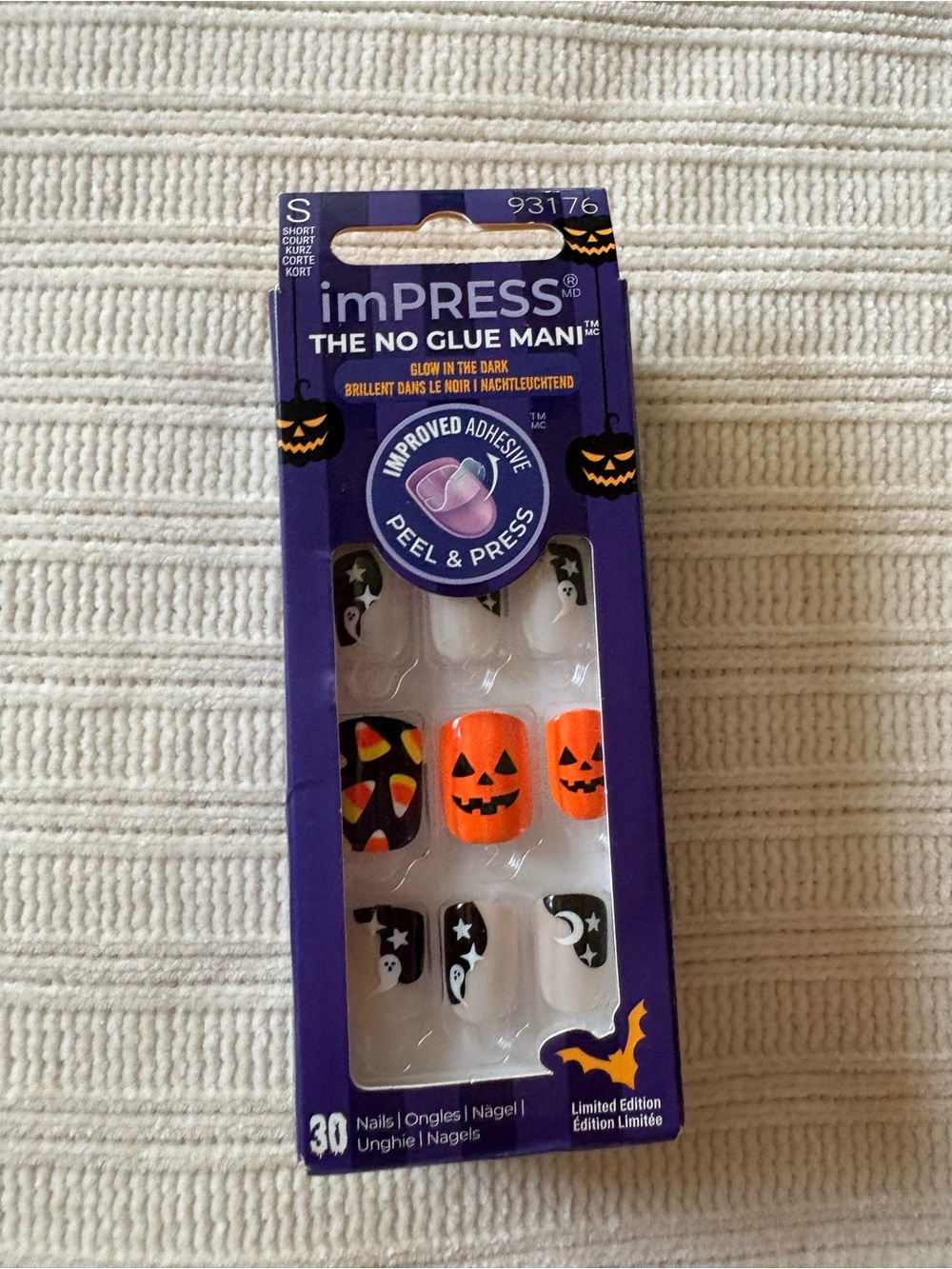 imPRESS Orange & Black Halloween Press-On Nails - Glow Accent